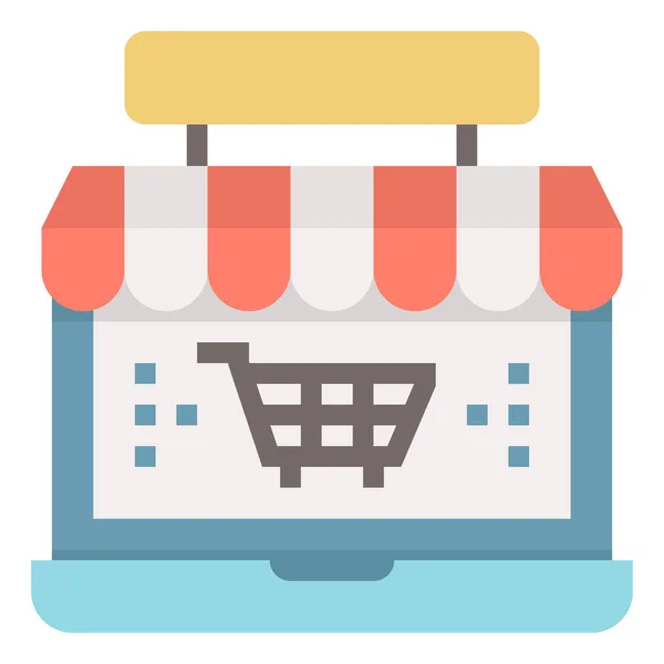 Online Shopping Butik Ikon Platt Stil — Stock vektor