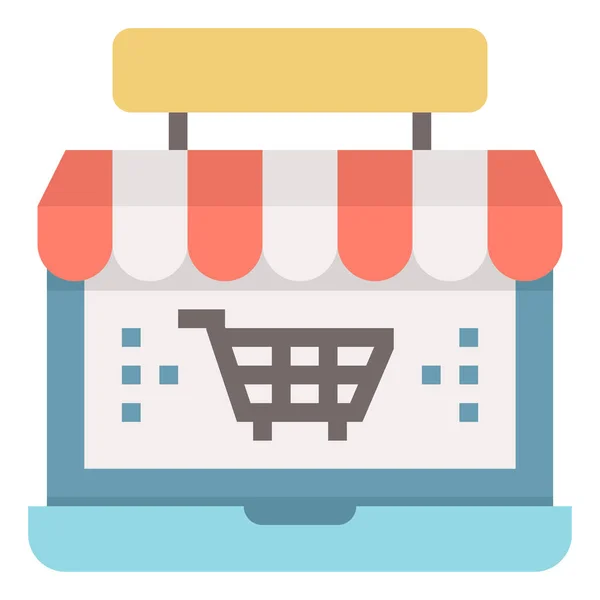 Icono Tienda Compras Línea Estilo Plano — Vector de stock