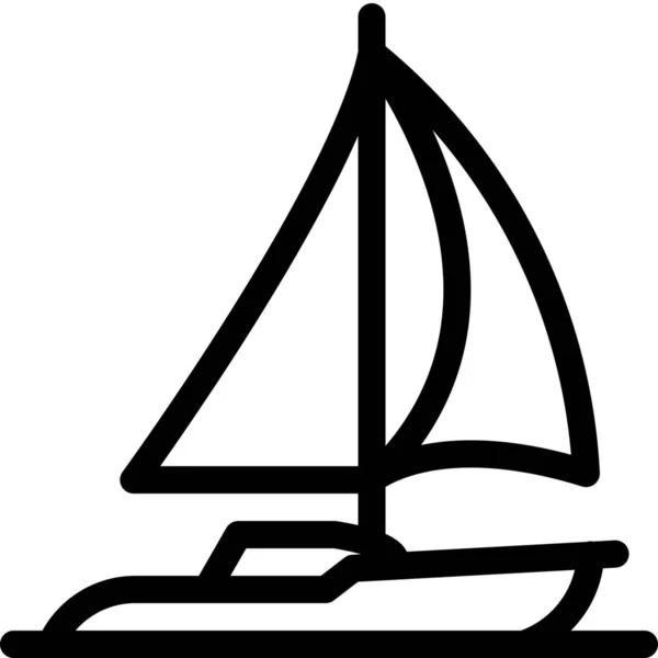 Вітрильний Значок Човна Стилі Контур — стоковий вектор