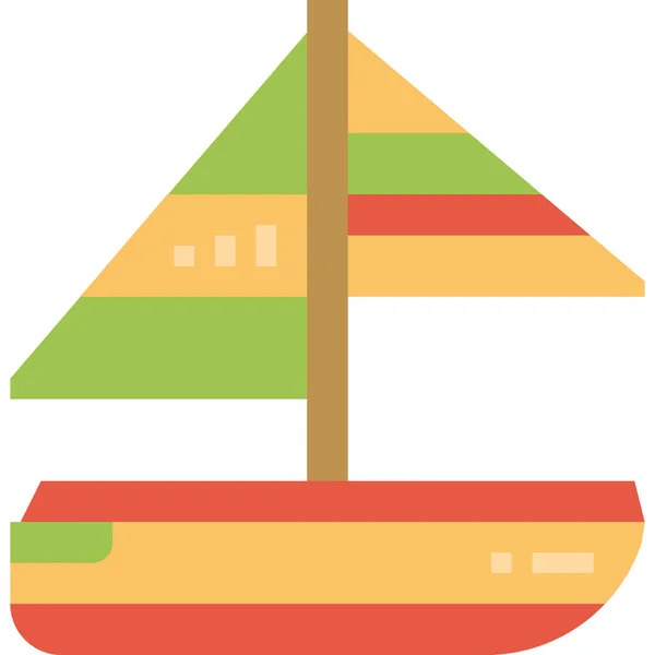 Crucero Barco Icono Vela Estilo Plano — Vector de stock