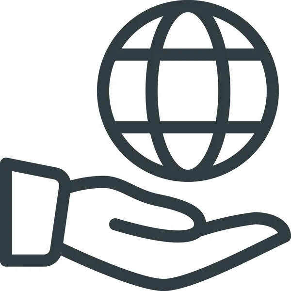 Care Globales Globus Symbol Outline Stil — Stockvektor