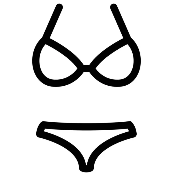 Bikini Bademode Strand Ikone Outline Stil — Stockvektor