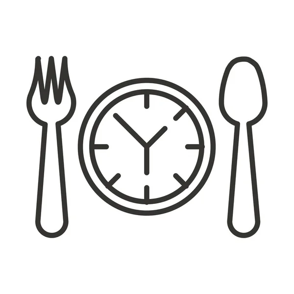 Hora Cenar Comer Icono Comida Estilo Esquema — Vector de stock