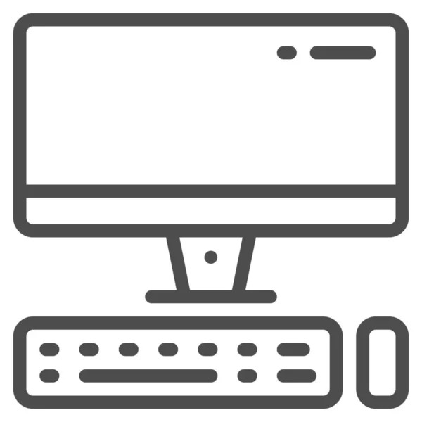 Computer Desktop Apparaat Pictogram Grote Lijnen Stijl — Stockvector