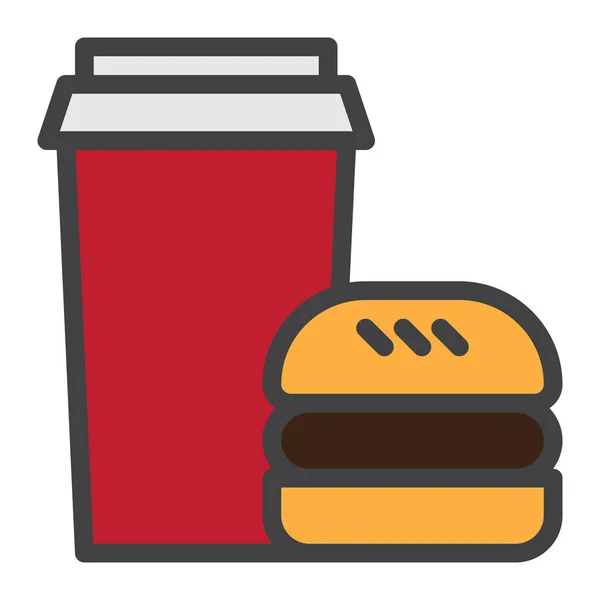 Drink Hamburger Fast Icon — Vetor de Stock