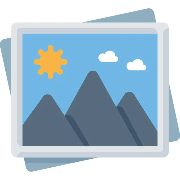 Frame Image Mountains Icon Flat Style — Stock Vector