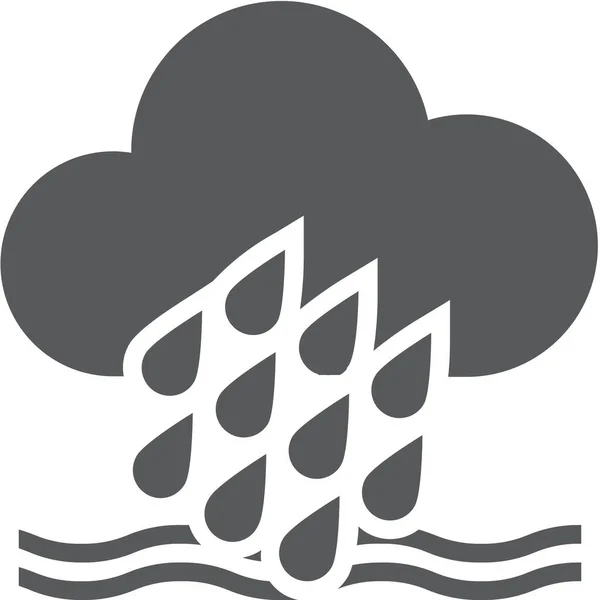 Nube Inundación Lluvia Icono Estilo Sólido — Archivo Imágenes Vectoriales