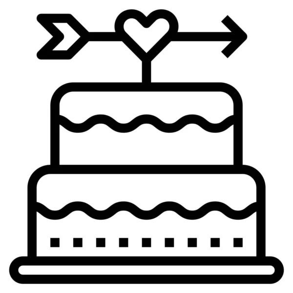 Birthday Cake Celebration Icon Outline Style — Stock Vector