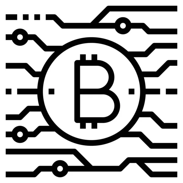 Bitcoin Btc Ícone Criptomoeda Estilo Esboço —  Vetores de Stock