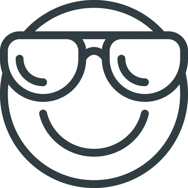 Cool Emoji Emote Icoon Outline Stijl — Stockvector