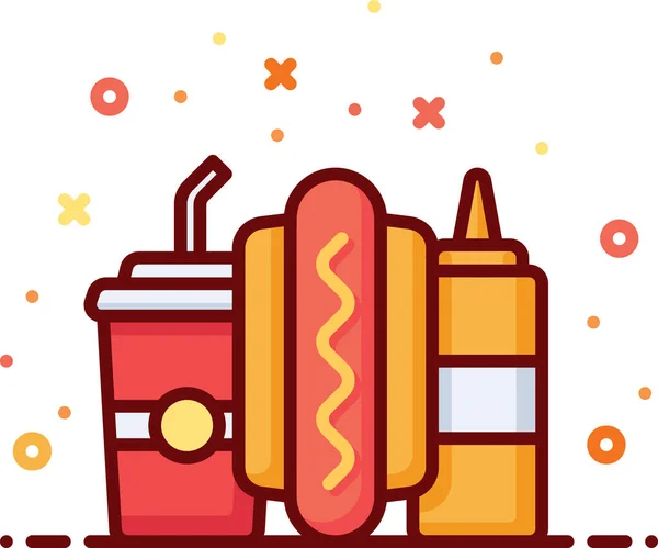 Perro Comer Icono Comida Rápida Estilo Contorno Lleno — Vector de stock