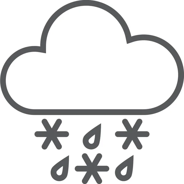 雨夹雪图标 轮廓式 — 图库矢量图片