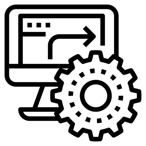 Icono Gestión Empresarial Automatización Estilo Outline — Archivo Imágenes Vectoriales