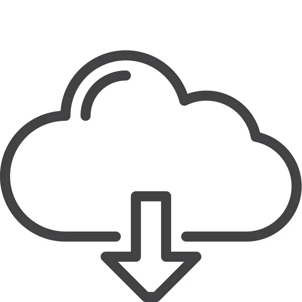 Βέλος Κάτω Εικονίδιο Λήψης Σύννεφο Στυλ Περίγραμμα — Διανυσματικό Αρχείο