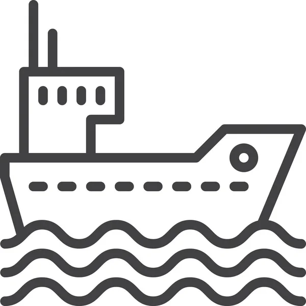 Vrachtschip Icoon Outline Stijl — Stockvector