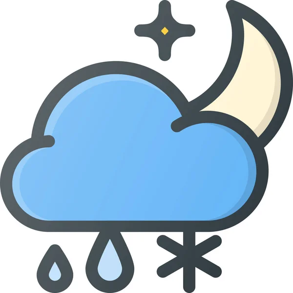 Cloud Forcast Night Icon Filled Outline Style — Stock Vector