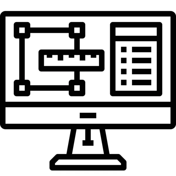 Icono Del Monitor Gráfico Diseño Estilo Esquema — Vector de stock