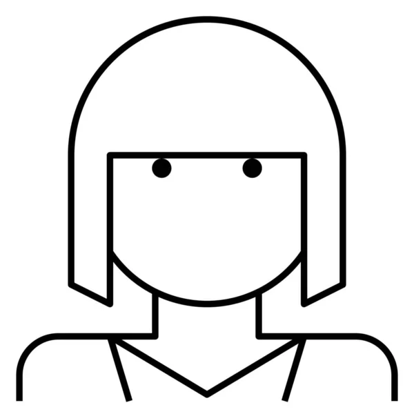 Avatar Frange Icône Bob Dans Style Outline — Image vectorielle