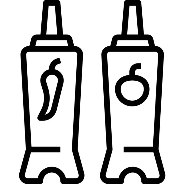 Bottle Ketchup Sauces Icon Outline Style — Stock Vector