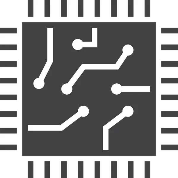 Chip Schaltung Cpu Symbol Solid Stil — Stockvektor