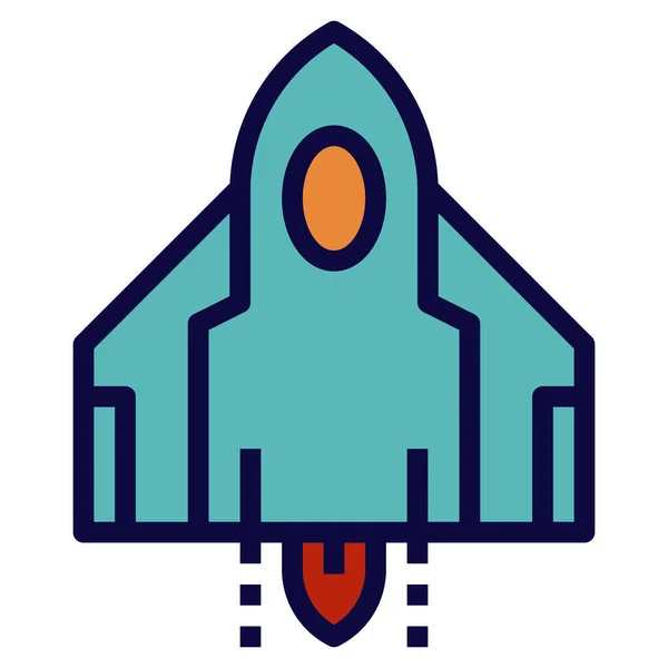 Cohete Nave Espacio Icono Estilo Contorno Lleno — Vector de stock