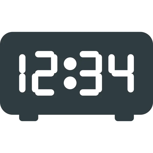 Reloj Despertador Icono Digital Estilo Sólido — Archivo Imágenes Vectoriales