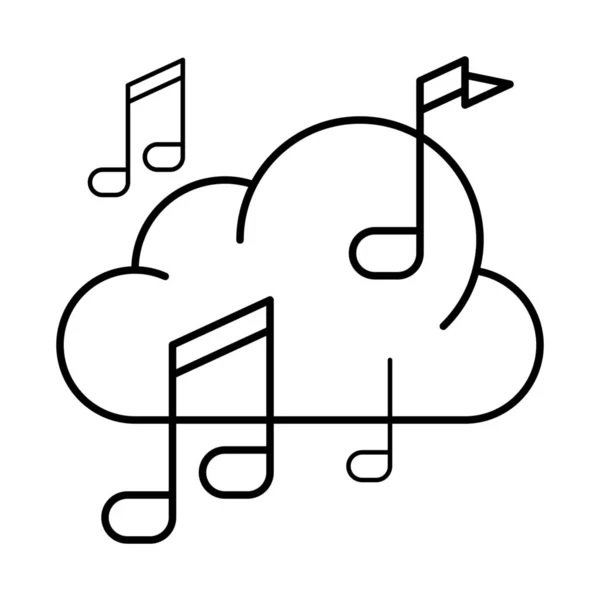 Icône Musique Nuage Audio Dans Style Contour — Image vectorielle