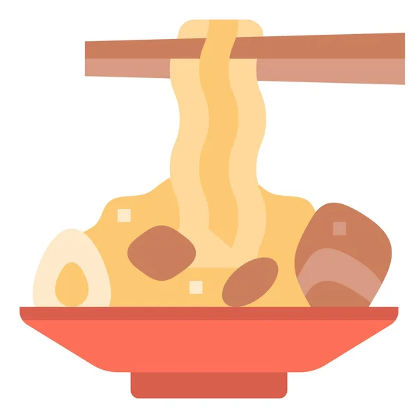 Egg Noodles Pork Icon Chinese New Year Category — Stock Vector