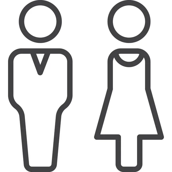 Pareja Hombre Mujer Icono Estilo Esquema — Vector de stock