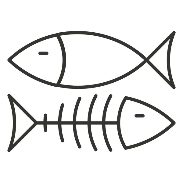 动物骨鱼图标的轮廓风格 — 图库矢量图片