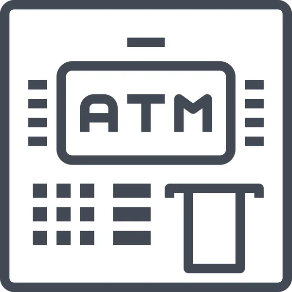 Atm Banco Icono Dinero Efectivo Estilo Esquema — Vector de stock