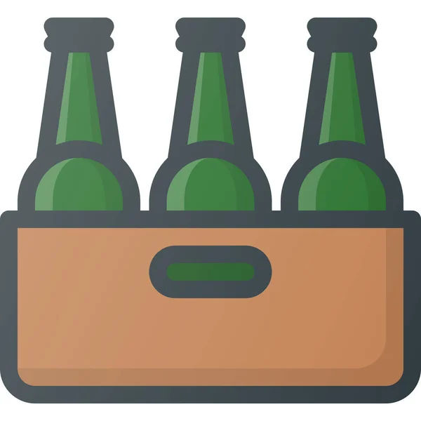 Bira Kutusu Soğuk Simgesi Doldurulmuş Taslak Biçiminde — Stok Vektör