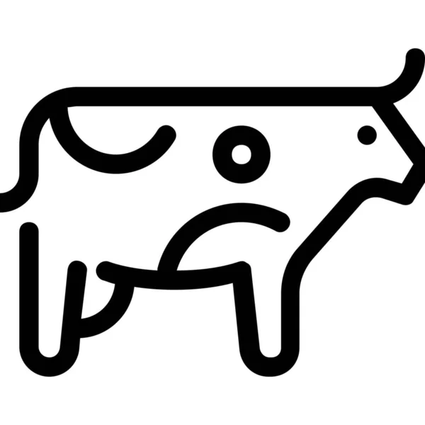 Agriculture Animal Vache Icône Dans Style Contour — Image vectorielle
