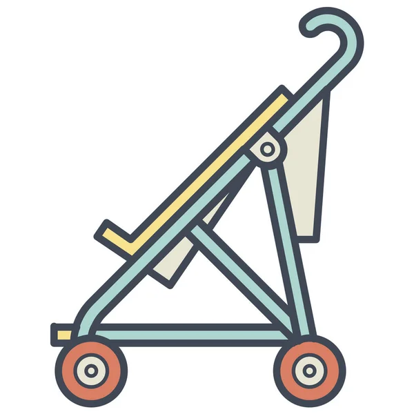 Baby Cane Vagn Ikon Fylld Kontur Stil — Stock vektor