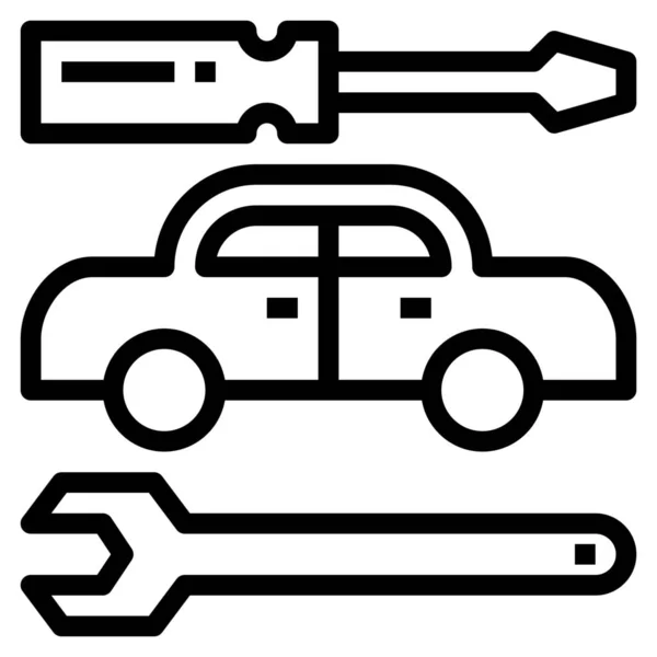 Ícone Chave Fenda Reparação Carro Estilo Esboço —  Vetores de Stock