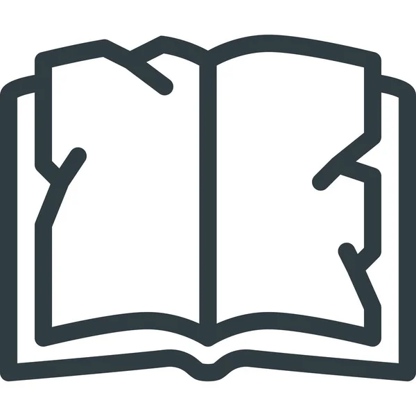 Libro Arrugado Icono Esquema Estilo Esquema — Vector de stock