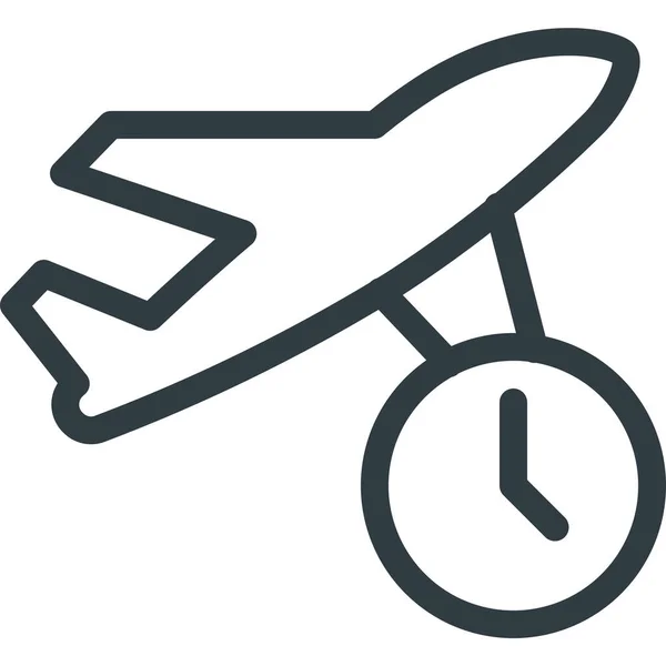 Καθυστέρηση Εικονίδιο Του Αεροπλάνου Πτήσης Στυλ Περίγραμμα — Διανυσματικό Αρχείο