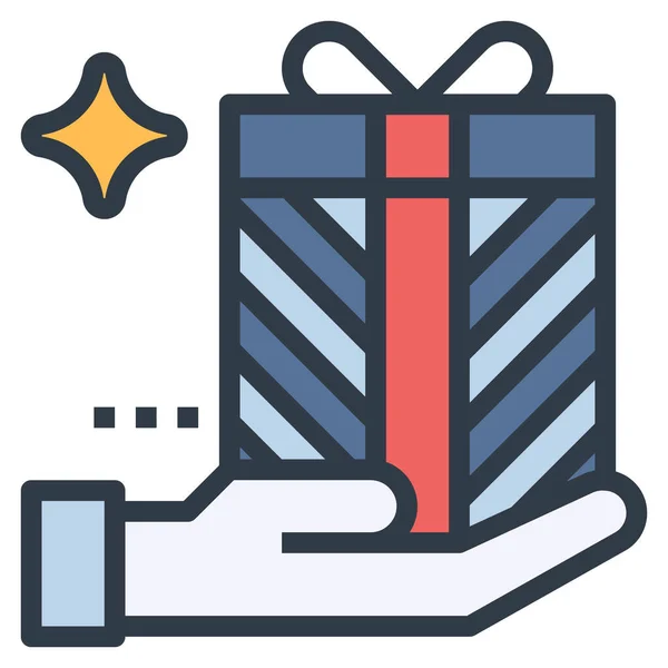 Caja Regalo Dar Icono Estilo Contorno Lleno — Vector de stock