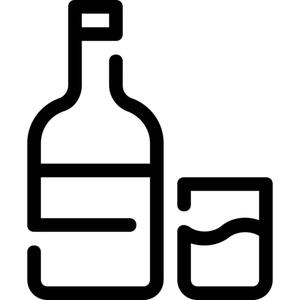 アルコール飲料ボトルアイコン概要スタイル — ストックベクタ