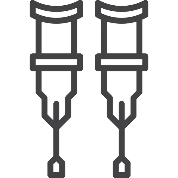 Krücken Deaktiviert Outline Symbol Outline Stil — Stockvektor