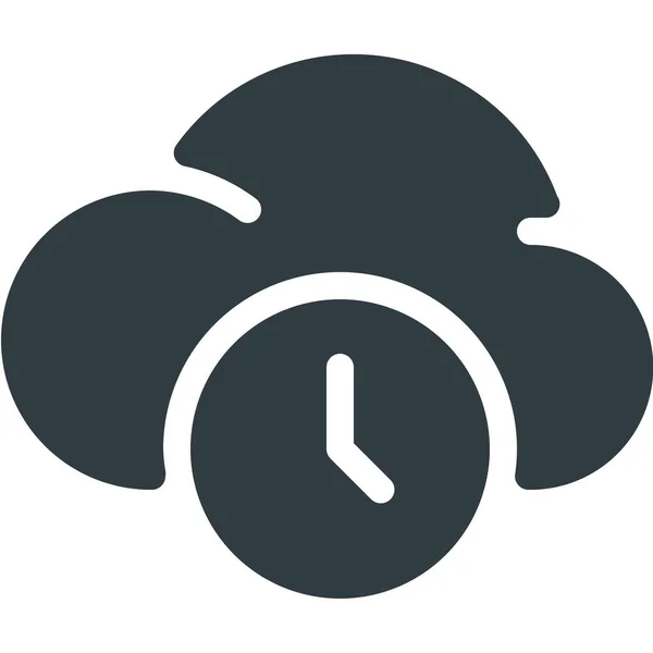 Cloud Computing Time Icon Solid Style — Stock Vector