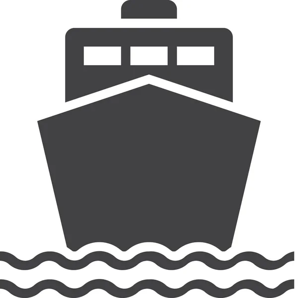 Icona Della Nave Crociera Cargo Stile Solid — Vettoriale Stock
