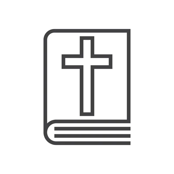 Bible Book Cross Icon Outline Style — Stock Vector