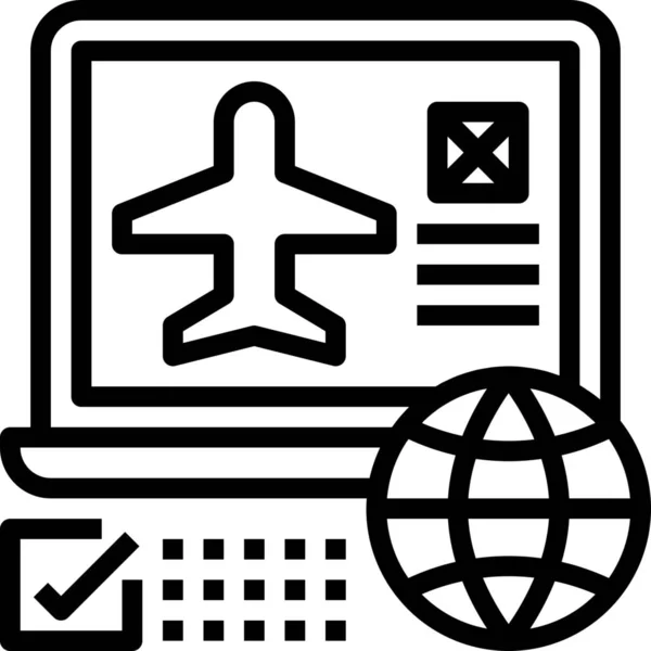 Flugzeugbuchung Online Symbol Outline Stil — Stockvektor