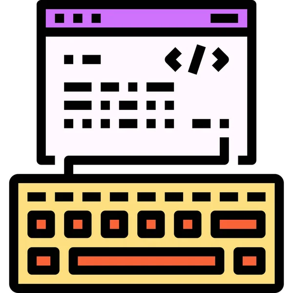 Code Coding Html Icon Estilo Esquema Rellenado — Archivo Imágenes Vectoriales