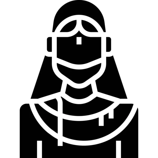 Avatar Meisje Hijab Pictogram Solid Stijl — Stockvector