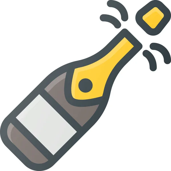 Святкувати Шампанське Нова Ікона Заповненому Контурі Стилі — стоковий вектор