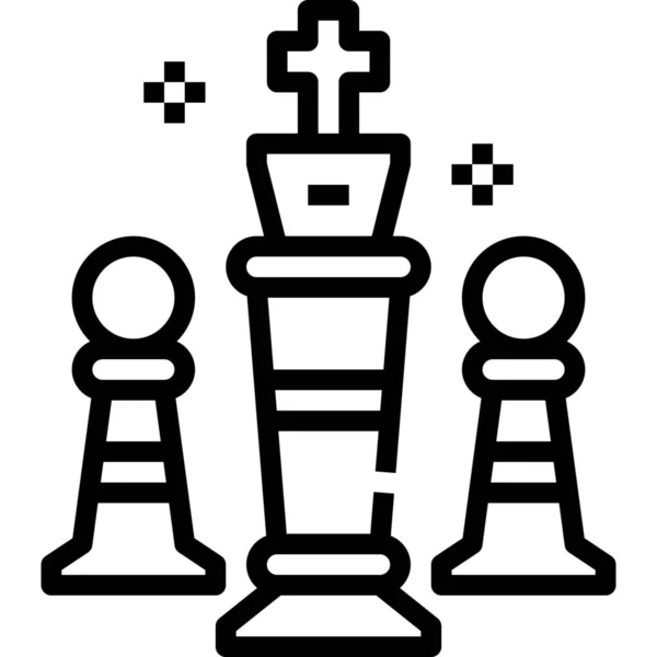 Schachspiel Management Ikone Outline Stil — Stockvektor