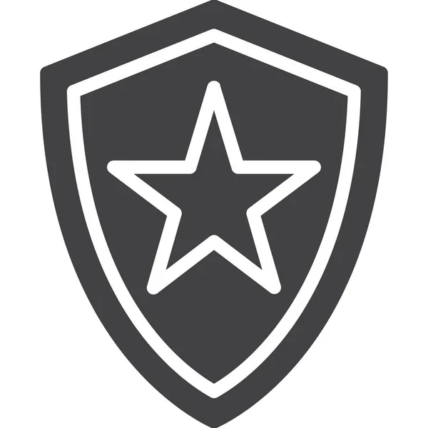 Schutzschild Sternsymbol Solid Stil — Stockvektor