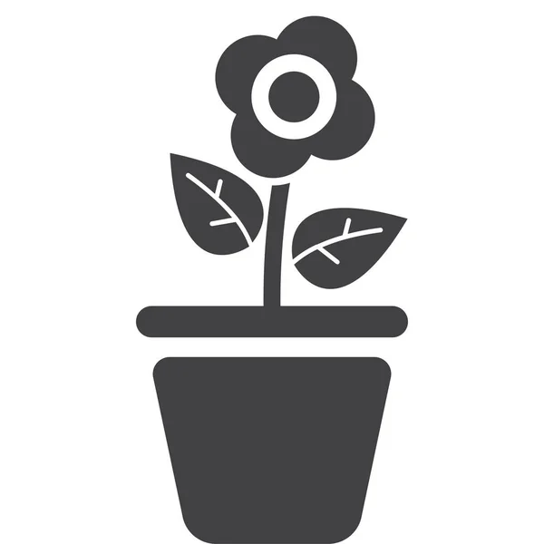 Icono Maceta Cultivo Flores Estilo Sólido — Vector de stock